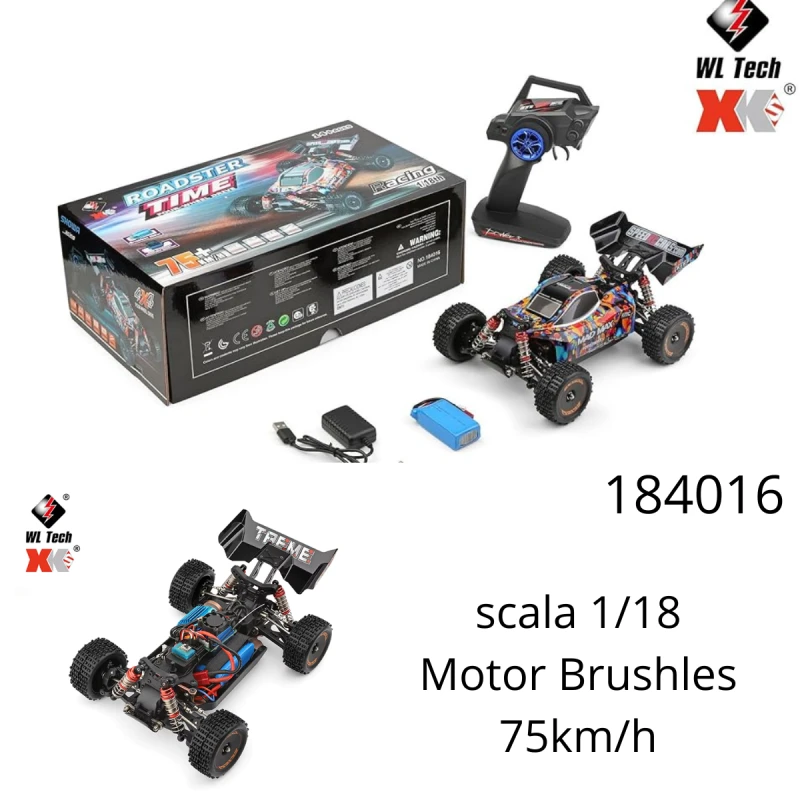 Carro controle WLtoys 184016 scala 1/18 75KM/H 2.4G  Brushless 4WD Eléctrico de Alta Velocidad  